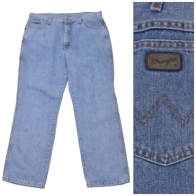 Wrangler Azul Vintage Vaquero 38/30 Pierna Recta Cremallera Vaquero Rockabilly - Imagen 1 de 4