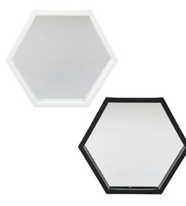 Hexagon Wall Mirror with Black Frame - 9.625 in Wall Or Shelf Decor