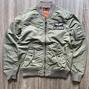 Polo Ralph Lauren MA-1 Military US-RL Patch Bomber Flight Pilot Jacket Small - Picture 1 of 14