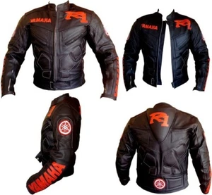 R1 Racing Motorbike Mens Leather Jacket Biker Motorcycle Leather Jackets - Picture 1 of 2