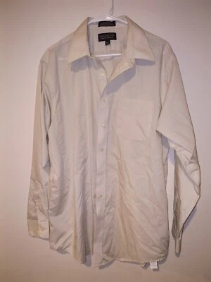 Camisa de vestir blanca mediana con botones Massini Broadcloth para hombre Foto 1 de 3