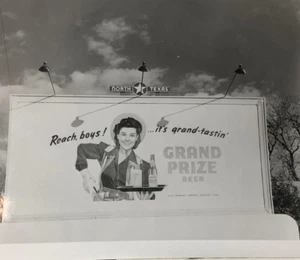 Vintage Werbetafel Hauptpreis Bier Cowgirl Texas 10 x 8 Foto - Bild 1 von 9