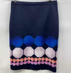 Ted Baker Blue Multi Mosaic Print Pencil Skirt - Label Size 3 L13 - Picture 1 of 14