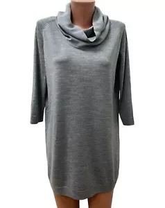 COS Size S / M 100% WOOL Women's Long Sweater Gray Silk - Turtleneck - Picture 1 of 8