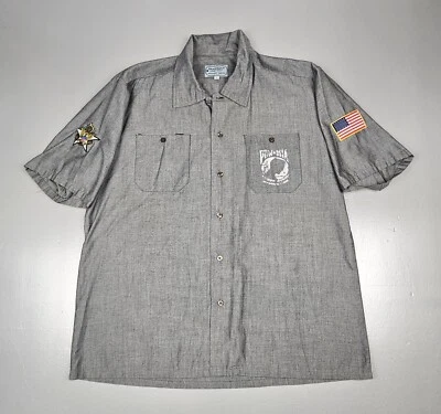 Dragonfly Shirt Mens Large Grey Double Sided Militant Series POW Logo - Image 1 of 4