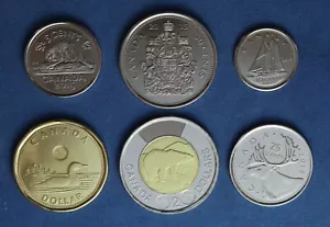 Canada 2015 Classic Reverse Coin Set 5C 10C 25C 50C Cents $1 $2 Dollars BU - Picture 1 of 1