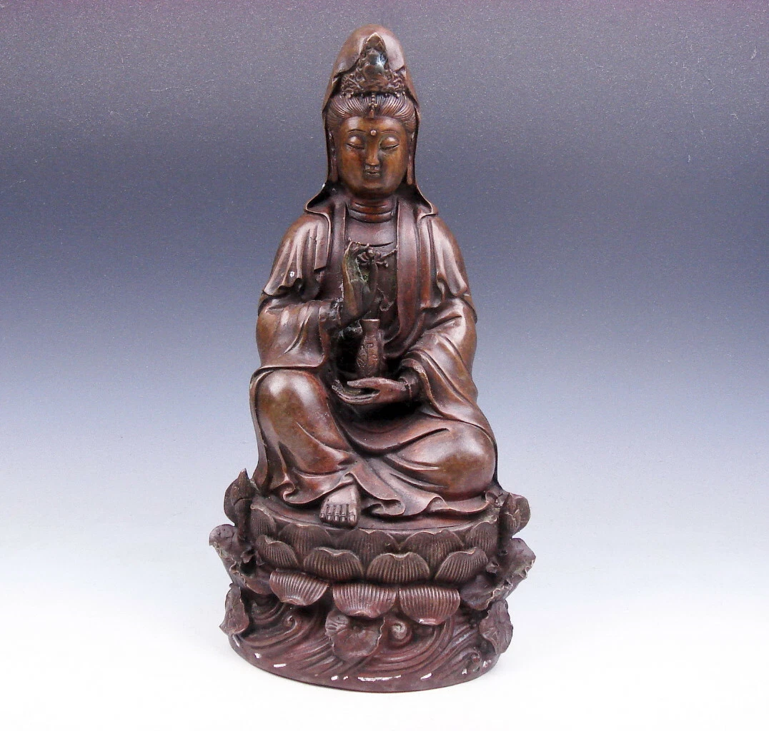 中国古董黄铜Kwan-殷雕像、雕像| eBay