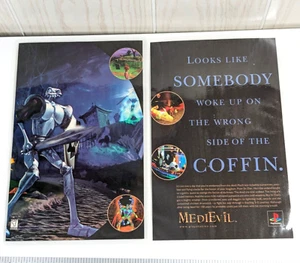 MediEvil PlayStation Laminated Fold-Out Ad | 1998 Promo Display 14x10.5 Vintage - Picture 1 of 10