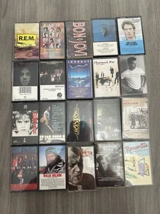 Vintage Cassette Tape Lot Classic Rock 20 U2 Journey Mac Bruce Huey Joel REM Bon - Picture 1 of 11