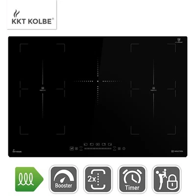 KKT KOLBE Piano Cottura Induzione 77cm Autonomo 2 Zone Flex Touch Slider Booster Senza Cornice, LED