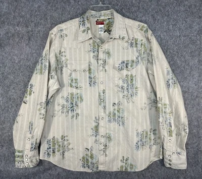 Vintage Guess Shirt Men’s 2XL White Floral Pearl Snap Sawtooth Western Disco - Image 1 of 4