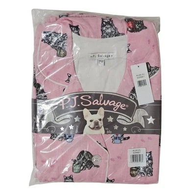 Conjunto de pijama de franela PJ Salvage gatos café mujeres sorbete grande top/pantalones nuevo con etiquetas🐱 Foto 1 de 2