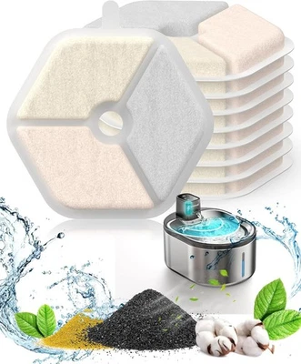 ONEISALL Ersatzfilter 4L Katzenbrunnen Edelstahl 9er Set 4-Lag Aktivkohlefiltration