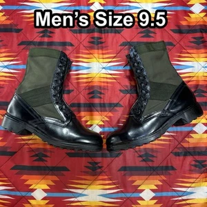 Vintage Combat Jungle Zipper Lace Up Green Military Boots Men’s Size 9.5 READ! - Picture 1 of 24