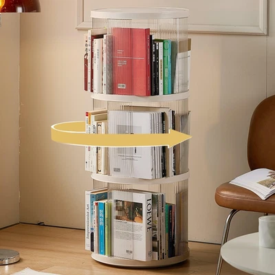 3 Tier Rotating Bookshelf Spinning Bookshelf Tower Swivel Bookcase round Book Sh - Image 1 of 4