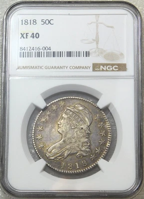 1818 Capped Bust Half Dollar NGC XF40 Original Just Graded New Holder #JF17 - Image 1 of 4