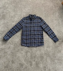 Next Checked Shirt Boys Age 14 Long Sleeve Button Up Blue White - Picture 1 of 4