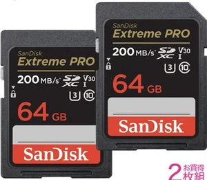 Lot 2 SanDisk 64GB SDXC UHS-I U3 Memory Card 200MB/s 4K SDSDXXU Extreme PRO Set - Picture 1 of 4