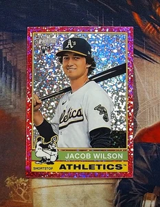 2025 Topps Heritage - Jacob Wilson #15 Chrome Pink Sparkle Refractor (RC) - Picture 1 of 2