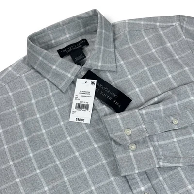 NWT The Mens Store Shirt Size Small S Gray Checked Long Sleeve Button Down - Image 1 of 4