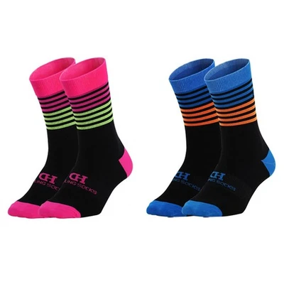 2 pares de calcetines de ciclismo para montar bicicleta deportes calcetines al tobillo XC MTB verde rosa Foto 1 de 4