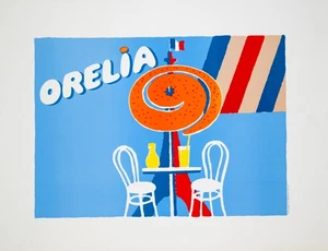 ORELIA ORANGINA VILLEMOT AUTHENTIC ORIGINAL VINTAGE POSTER ON LINEN 1983 - Picture 1 of 6