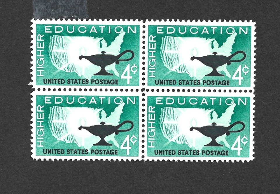 US STAMP 1206 BLOCK 4 CENT MAP / LAMP  HIGH EDUCATION MINT NH OG FREE SHIP - Image 1 of 1