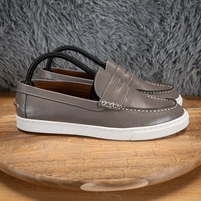 Mens 7 Womens 8.5 - Vince Camuto Shoes Graldo Penny Loafers Grey Leather Casual - Image 1 of 4