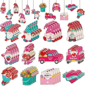 48 Pieces Mother's Day Wooden Hanging Ornaments with Ropes Happy Mother's... - Picture 1 of 8