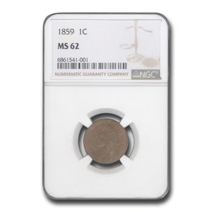 1859 Indian Head Cent MS-62 NGC - Picture 1 of 3