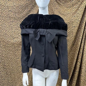 Chaqueta con lazo de terciopelo negra vintage Lilli Ann hecha por Forstmann Union años 40 50 S/M - Imagen 1 de 15