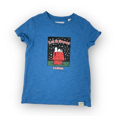 L.L.Bean x Peanuts Blue Short Sleeve Tee 100% Cotton Kid’s Size Large 6X 7 - Image 1 of 4