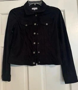 Tractr Girls Jacket Black Suede Jacket Suede Coat Buttons XL Girls Sz 14 Clothes - Picture 1 of 4