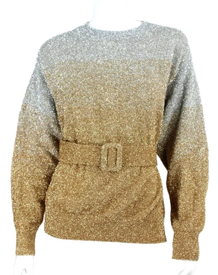 Suéter DRIES VAN NOTEN Plateado y Dorado Ombre Metálico Oropel Cinturón M Foto 1 de 4