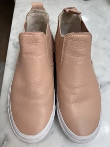 Vans Hightop Slip On Sneakers Womens 6.5 Blush Pink Nude Leather Skate Shoes - Picture 1 of 11