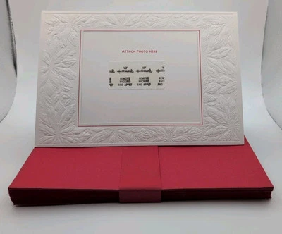 Hallmark Embossed Poinsettia photo greeting cards with envelopes Complete Set 20 - Imagem 1 de 4