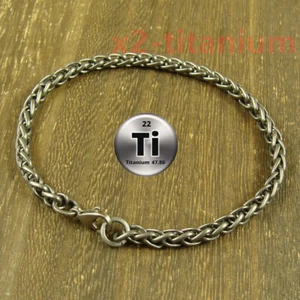 Pure Titanium Ti 5mm width anti allergy Bracelet wheat chain XH712 - Picture 1 of 5