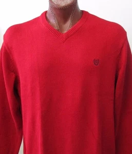Nuevo con etiquetas Suéter Tejido Chaps Cuello en V Rojo Talla XL  - Imagen 1 de 3
