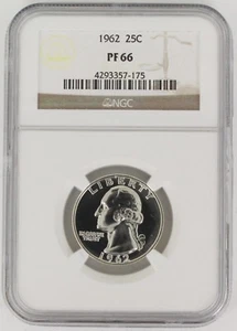 1962 Proof Washington Silver Quarter 25C NGC PF66 - Picture 1 of 2