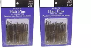 BRONZE BROWN HAIR PINS BUNS 2.5" LOT 120 = 2 Pks X 60 Ct PINS TRAIGHT HAIR DUES  - Picture 1 of 1