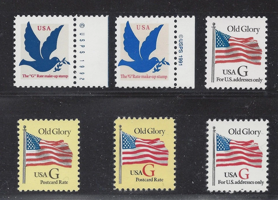 US Scott # 2877, 2878, 2879, 2880, 2881, & 2882 "G" rate MNH Sheet Singles - Image 1 of 1