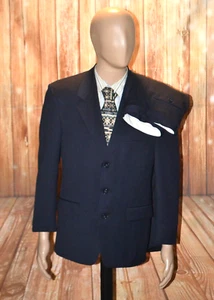 Jones New York Men Golden Fill Navy Blue Wool 3 Button Suit Sz 38S Wst 31x28 - Picture 1 of 18
