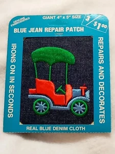 1970'S EMBROIDERED BLUE JEAN PATCH VINTAGE NOS FACE HIPPIE Car Buggy -C - Picture 1 of 2