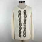 Hanna Andersson Womens XS Cardigan Sweater Ivory Lambswool Blend Button Front