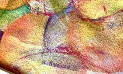 Acuarela Surrealista Mujer Hojas Frutas Años 70 Firmado Hinrichs, Naranja, Cítricos, MCM Foto 1 de 4