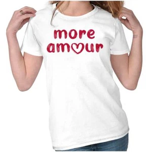 Cute Valentine's Day More Amour Love Heart Graphic T Shirts for Women T-Shirts - Picture 1 of 7