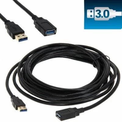 USB 3.0 Extension Extender Cable Cord M/F Standard Type A Male to Female Black - Image 1 of 4