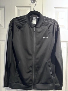 Adidas Jacket Youth Medium Black Iconic Tricot Full Zip Athletic Track Jacket - Picture 1 of 6