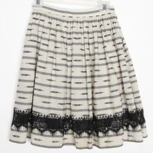 Alice Olivia Skirt Mazie Linen Lace Size 2 Cream with black accents and lace - Picture 1 of 6