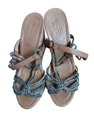 Zapatos Coach para mujer de cuero marrón con tacón alto con tiras de plataforma talla 7 Foto 1 de 4